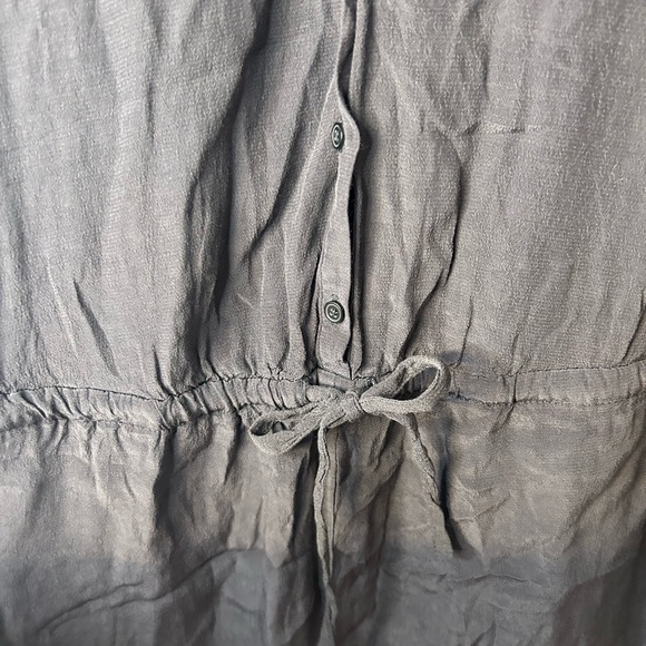 Loft Gray Rayon Romper, L, Long Sleeve, Lace Details, Button Front, Cinch Waist - Picture 3 of 8